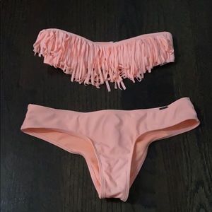 Hollister neon coral bikini set